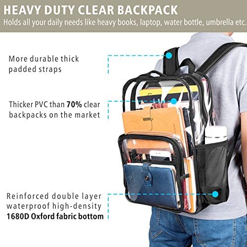 PACKISM Clear ruksak, veliki prozirni ruksak za teške uslove rada, prozirni ruksak za pregled za učenike, školu, posao, putovanja,