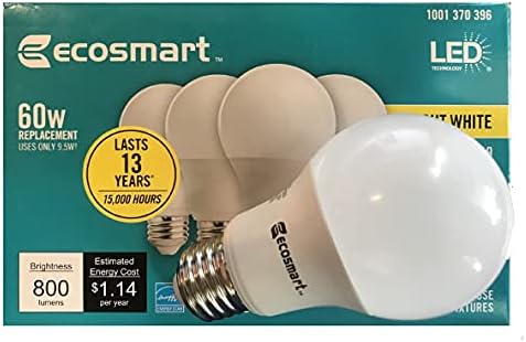 LED tehnologija EcoSmart 60-Watt ekvivalent A19 Prigušiva Energy Star LED sijalica svijetlo Bijela