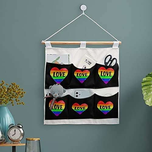Ljubav LGBT Gay Pride srce zid ormar viseća torba 6 džepovi posteljina pamuk preko vrata Organizator torbice za spavaću sobu kupatilo
