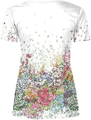 Ljetni vrhovi za ženske tipke Pleted majice Kratki rukav V izrez Pulover Tunike Ležerne prilike labave majice
