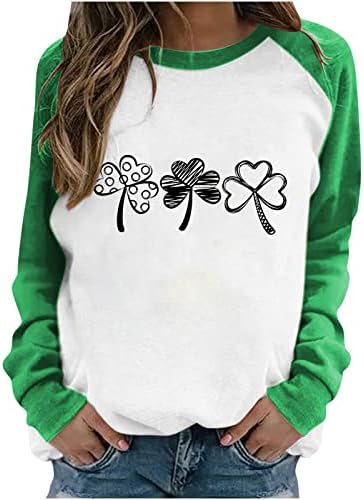 Dnevna dukserica St Patrick za žene okrugli vrat Ležerne tipke dugih rukava s majicama navlačene vrhove Duks pulover