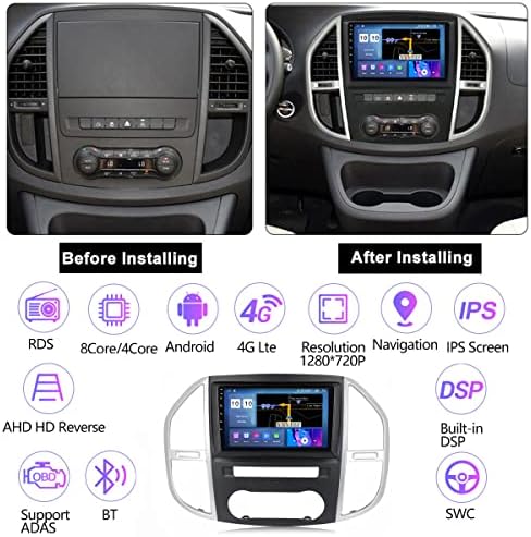 FBKPHSS 2DIN Auto radio za Benz Vito 3 W447 2014-2020, Android 11 Auto multimedijalni igrač + 10 inčni dodirni ekran Podrška Bluetooth