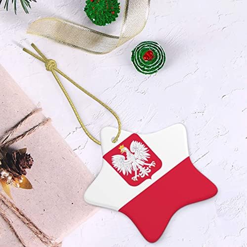 Božićno Drvo Keramičko Vješanje, Poljska Zastava Dvostrani Štampani Božićni Ukrasi Keramički Praznični Dcor