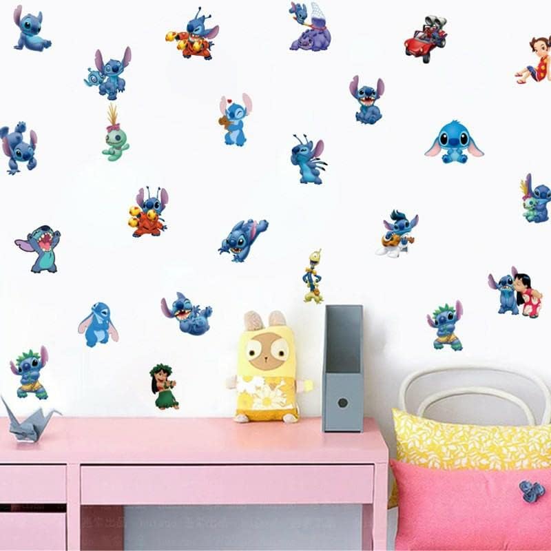 CATCOQ Cute Stitch zidne naljepnice za djecu Crtić 3d uklonjive zidne naljepnice dekor za dječake djevojčice spavaća soba dnevni boravak