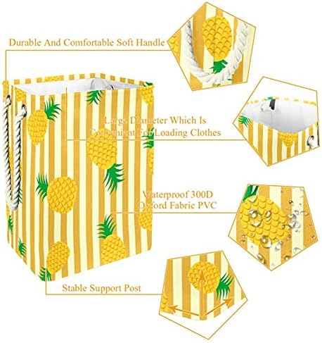 DEYYA vodootporne korpe za veš visoke čvrste sklopive korpe za štampanje ananasa sa prugama za odrasle decu Tinejdžeri dečaci devojke