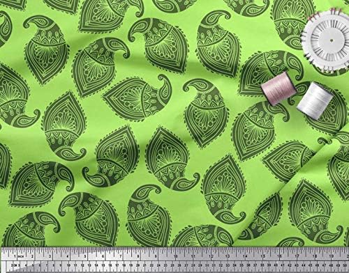 Soimoi zelena pamučna Jersey tkanina zelena Paisley tkanina štampa po dvorištu širine 58 inča