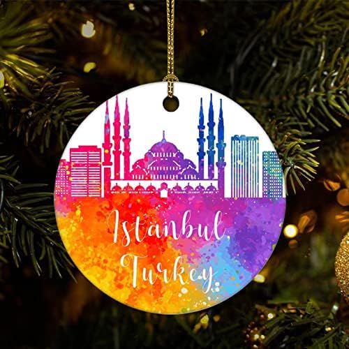 Cheyan Turska-Istanbul Božić Ornament, božićno drvo ukras za Božić Home Decor Cityscape Porculanski Ornament Božić viseći Ornament