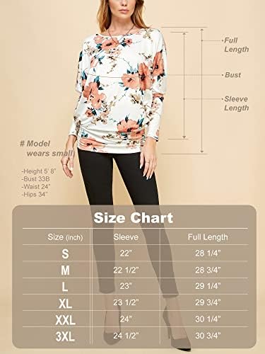Lock and Love Women ' s Flowy and Comfort Draped Dugi rukav Batwing Dolman top s-3XL Plus Size