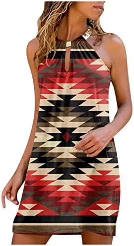 Ljetne haljine za žene 2023, haljine sa lepršavim vratom bez rukava u više slojeva gradijent boja haljina visokog struka