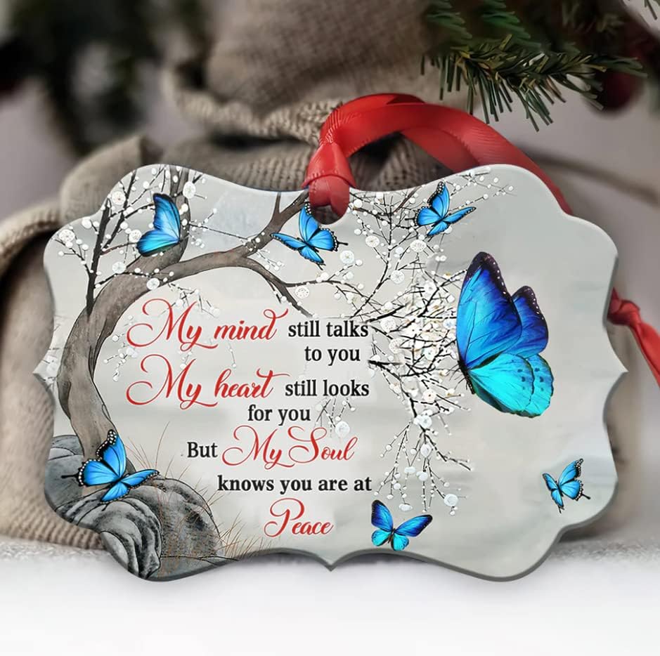 Memorijalni leptir znajte da ste u miru aluminijumski Ornament, leptir viseći ukrasi, Memorijalni Ornament, božićno drvo aluminijumski