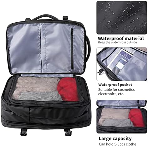 KINGSLONG veliki putni ruksak od 40L ručni prtljag,proširiva torba za Laptop od 17 inča sa USB portom pametna organizovana vodootporna Weekender torba za muškarce i žene