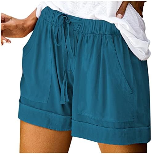 Ausyst kratke hlače za žene udobne vučne elastične struine čvrste boje džepovi postepeni Splice ljetne casual široke noge labave kratke