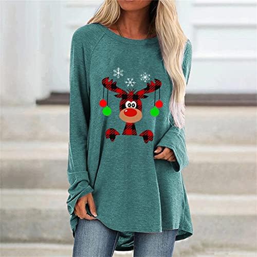 Huankd ženske slatke zimske odjeće pulover plus veličine elk print casual party majica labavi tuniki na vrhu pada