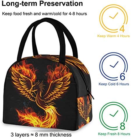 Izolovana torba za ručak za žene - Phoenix u vatri fantastična ptica velika nepropusna kutija za ručak sa naramenicama za radne žene