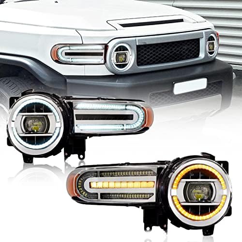 Arhaični sklop farova za Toyota FJ Cruiser 2007-2021, LED sekvencijalna prednja svjetla za okretanje, dinamička prednja lampa, utikač