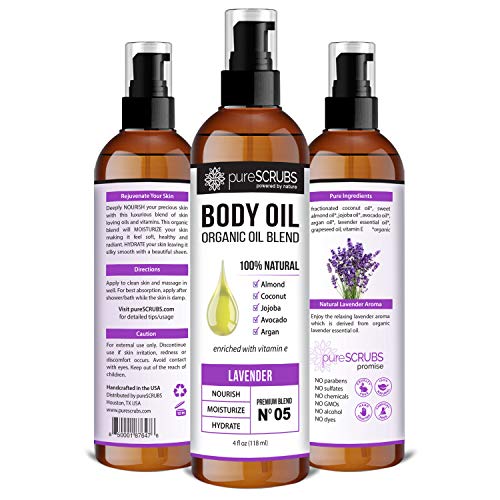 pureSCRUBS Ultra hidratantna lavanda ulje za tijelo sprej za suhu kožu, masaža, zanoktice & više, organska mješavina Jojoba, Argan,