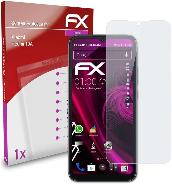 atFoliX zaštitni Film od plastičnog stakla kompatibilan sa Xiaomi Redmi 10a štitnikom za staklo, 9h Hybrid-Glass FX staklenim štitnikom