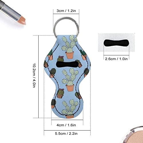 Privezak za ključeve sa držačem za žene COEQINE sa slatkim uzorkom kaktusa plavi neoprenski držač za labelo za usne