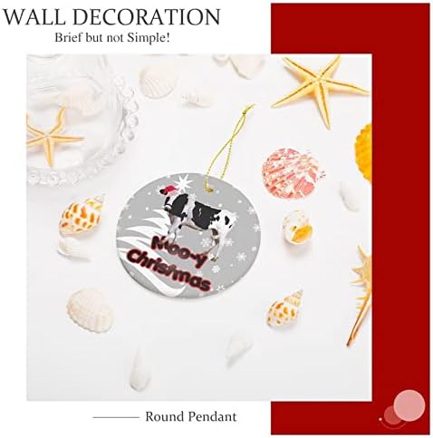 Božić krava mlijeka Božić okrugli keramički ukrasi božićno drvo viseći ukras sa trakom keramički dodaci DIY personalizirani sublimacijski