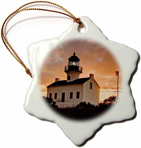 3D Rose California-San Diego-Old Point Loma Lighthouse Snowflake Porculanski ukras, 3