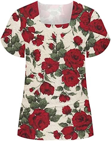 Bluze za tinejdžerske djevojke Jesen Ljeto Split kratki rukav Cvjetni izrez Cvijeće grafike vitkih tunika prugaste vrhunske žene 2023