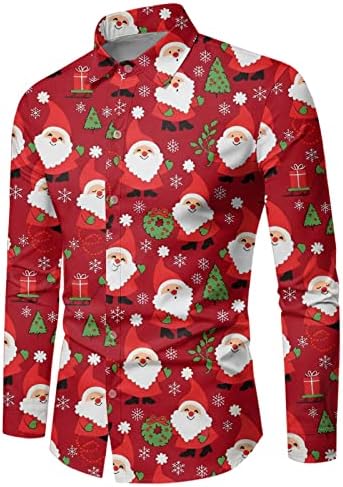 Wybaxz božićne majice za muške jesenske zimske božićne majice s dugim rukavima puni print svečani smiješni specijalni
