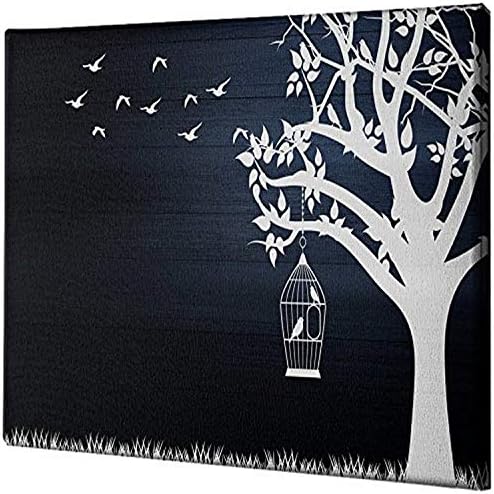 Epic Graffiti 'serija drveta: ptice i drvo, obrnute siluete 'platnena zidna Umjetnost, 26 x 40