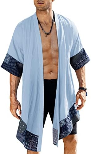 Coofandy muške ruble šal pamučne kardigan duge kimono jakne otvoreni prednji rez kape
