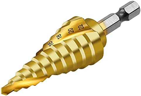 XMEIFEITS Step Drill 4 - 22mm t-itanium Plated Spiral Groove HSS Step burgije alati za obradu drveta brzi čelični rezač rupa za drvo konusne bušilice