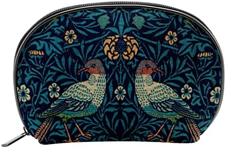 Toaletna torba, putni šminka kozmetička torba za žene muškarci, ptica cvijeća mornarsko plavo vintage