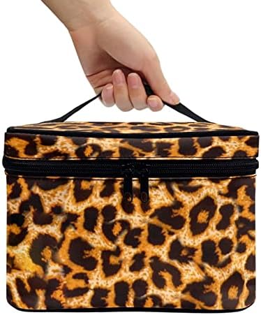 Za u dizajnu Leopard tisak za šminku Travel Cosmetic torba Vintage Brown Velike toaletne vrećice sa patentnim zatvaračem Organizator