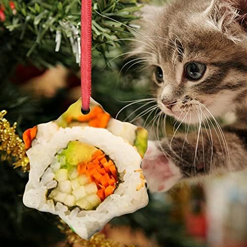 Japanski Sushi Božićni ukrasi slatki ukrasi za hranu za jelke Keramika okrugli personalizirani Božićni ukrasi 2022 uspomenu Božićni
