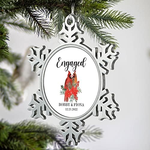 Pewter Snowflake Božić Ornamenti bavi Custom par ime Cardinalis Božić ukrasi Craft pokloni Metal Unique Ornament Winter Wonderland