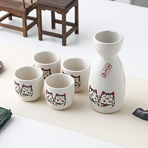 Mozakkona Ceramic Lucky CAT japanski sake, 1 boca tokkuri i 4 Ochoko šalice