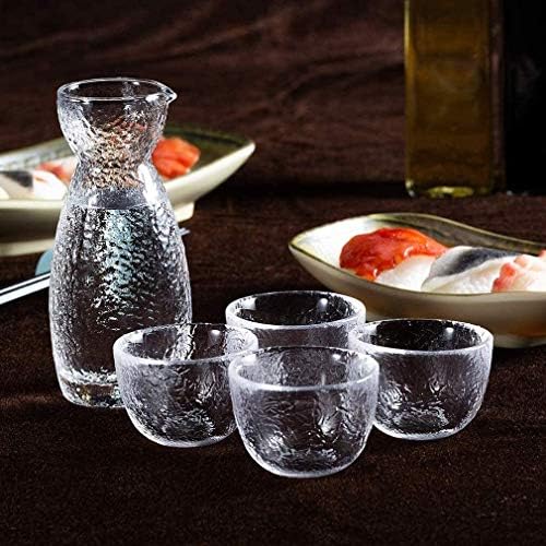 Liquor-Dekanteri Japanske hladne boje naočale, jasan jedinstveni trendi ploči koji plutaju, sa 1 sake Carafe boce i 4 saki šalice