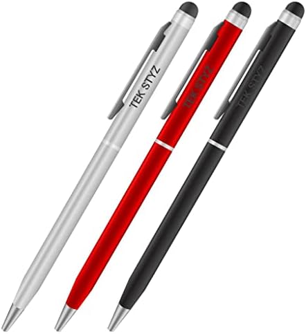 Pro stylus olovka za putna vrpca sa mastilom, visokom preciznošću, ekstra osjetljivom, kompaktan obrazac za dodirne ekrane [3 pakovanje-crno-crveno-srebro]