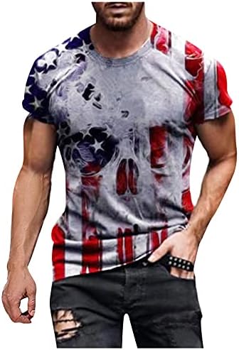 XXVR Stars and Stripes Print Majica za muškarce Američka zastava USA Neovisnost 4. dan 4. srpnja TEE majica Vojnike kratkih rukava