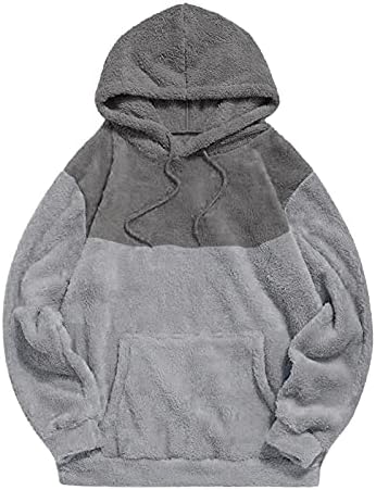 Duksevi XXBR Fleece za mens, flaffy blok bolovni blok patchwork pulover s kapuljačom Fuzzy COSY dukseli ležerni džemperi