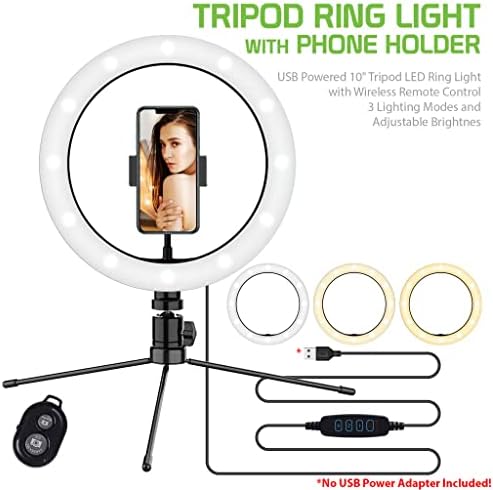Svijetlo selfi prsten trobojno svjetlo kompatibilno s vašim Spice Mobile Smart Flo Mettle 4X 10 inča s daljinskim upravljačem za prijenos