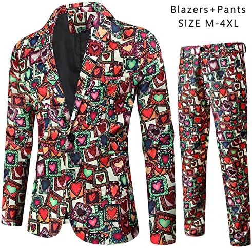 Wocachi 2pcs Valentinovo TUXEDO setovi jakne za muške, smiješne ljubavne srčane Blazer pantalone za zabavu