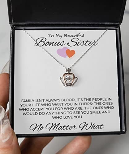 Bonus sestra poklon - sestra u pravnom poklonu, personalizirani poklon za žene za nju, rođendanski poklon, kristali nakit