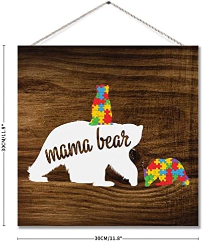 Ponosan autizam mama puzzle Wood potpisujet autizam Potpisuj slagalicu autistična potpora rustikalna plaka na domaci ukrasni drveni