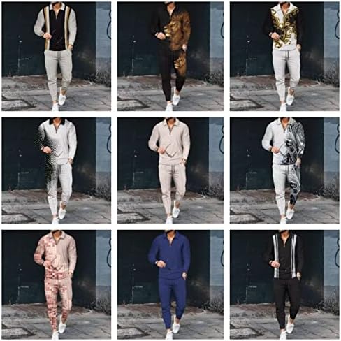 Burwof Muški polominici za staze setovi dugih rukava muške odijelo 2 komada modnog dukseva Comfy casual set za muškarce