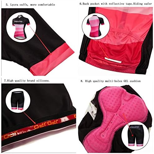 Ženski biciklistički dres set kratkih rukava + 5D podstavljeni biciklistički kratke hlače Brze suho reflektirajuće 3-džepove