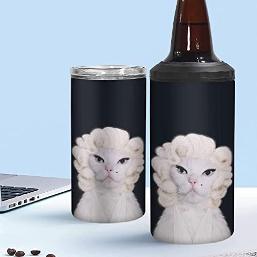 Retro Cat izolirana tanka Can Cooler - Jedinstvena grafika može hladnjak - slatka CAT izolirana tanka može hladnjak