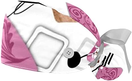Jaruis radna kapa ružičaste boje naljepnice papir tiskani zaštitni poklopci za kosu prozračna znoj apsorbirajući konju rep sa gumbima