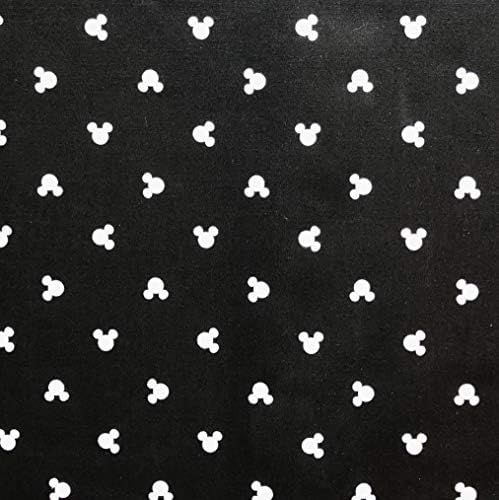 1/2 Dvorište-Mini Mickey Mouse uši Dot bacio na crnoj pamučnoj tkanini-zvanično licencirani 1/2 Dvorište X 44