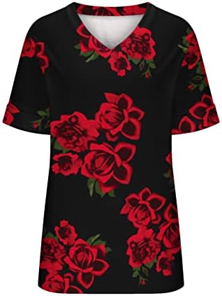 Majice kratkih rukava za ženski okrugli vrat ljetni vrhovi cvijet tiskani majica ugrađeni tunički vrhovi casual bagerskih bluze