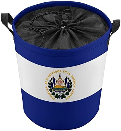 Korpe za veš sa zastavom El Salvadora sa ručkama vodootporne sklopive vezice sa okruglom odjećom ometači Organizator za odlaganje