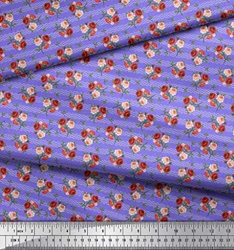 Soimoi pamučni dres tkanina talasi, lišće & amp; rose Floral Print Fabric by the Yard 58 inch Wide